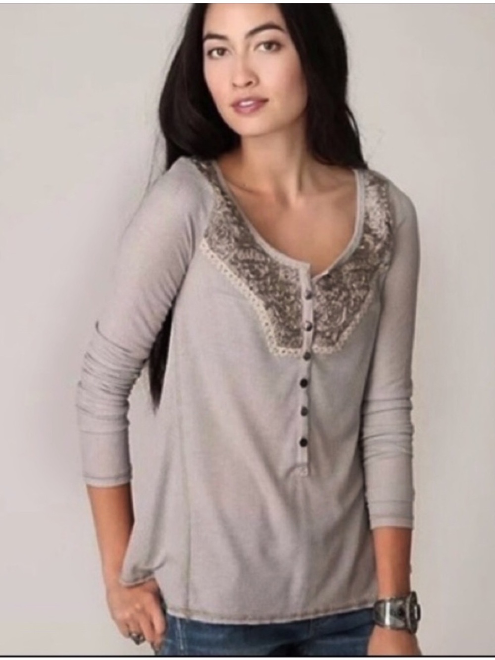 Free People | Applique Diego Thermal Henley size M
